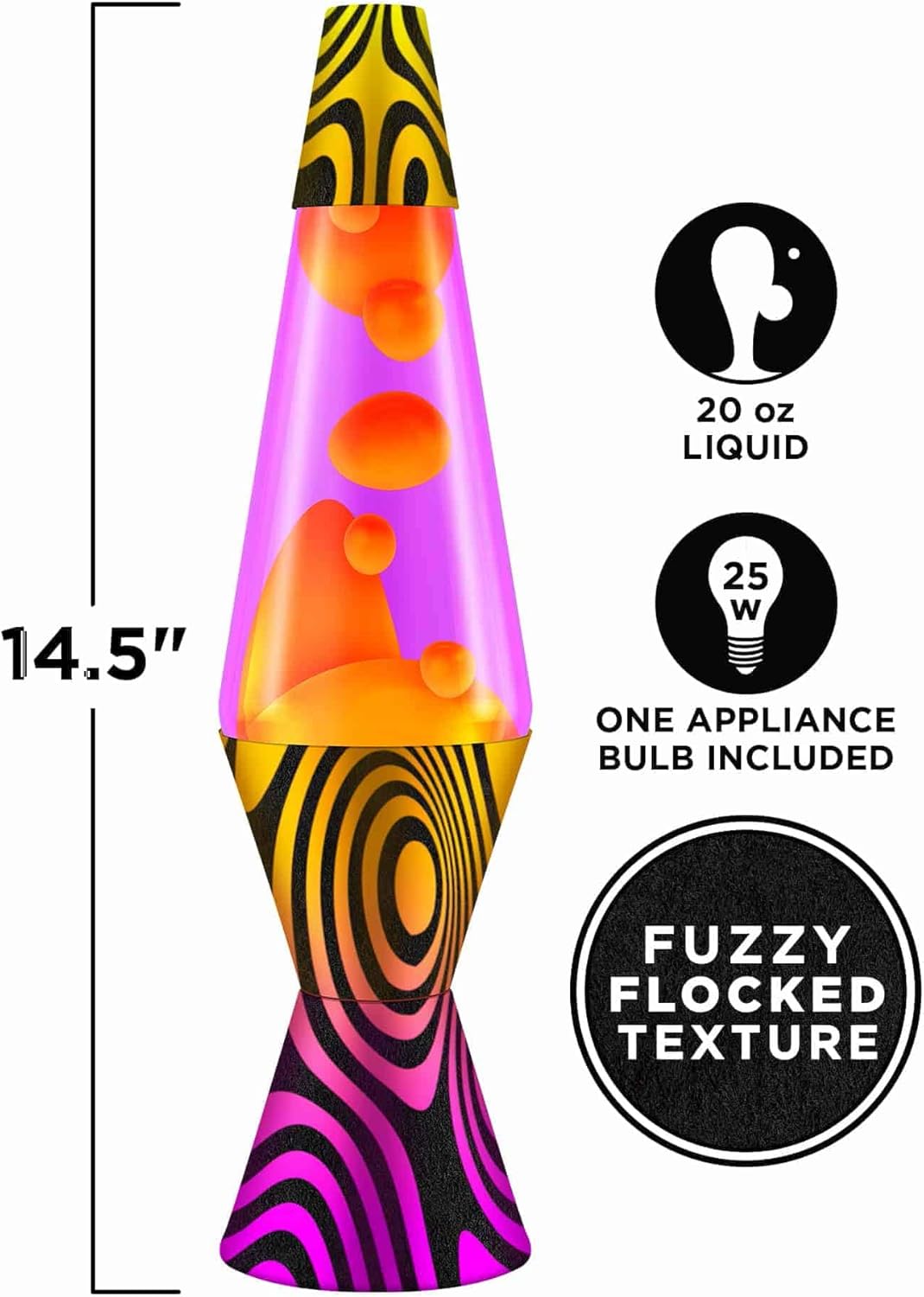 Lava? Lamp - 14.5” Groovy Gradient Flocked Base - The Original Motion Light - Yellow Wax and Purple Liquid - Item #2015 - Image 2
