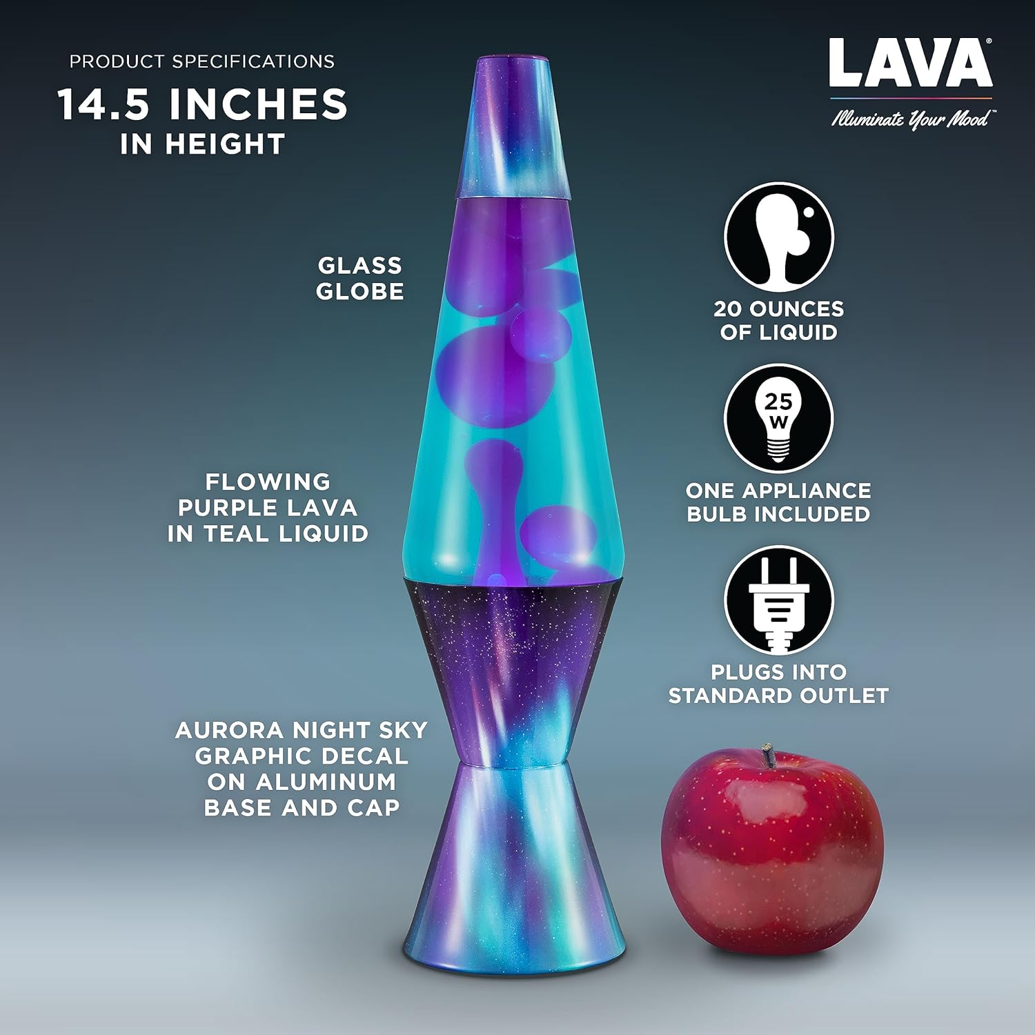 The Original Lava? Lamp - 14.5 Aurora Borealis ?C Classic Liquid Motion Lamp - Purple Wax and Blue Liquid - Item #2047 (Amazon Exclusive) - Image 3